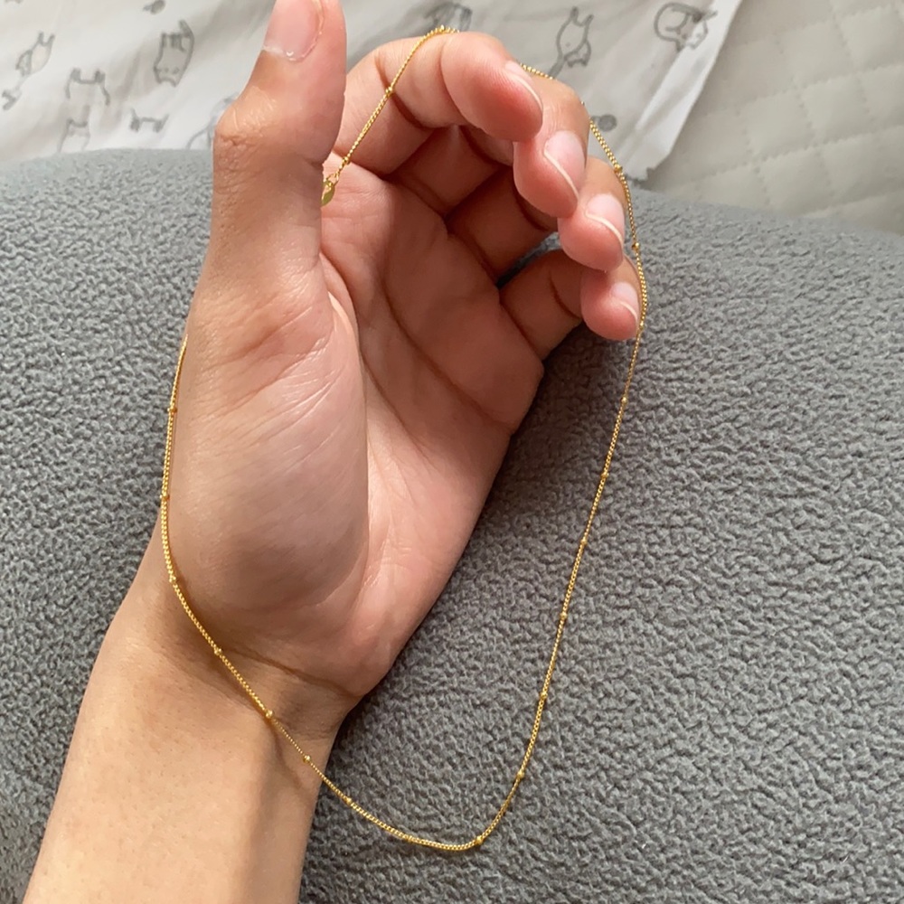 💍Sterling Silver Gold Beaded Necklace💍 - Picture 4 of 5